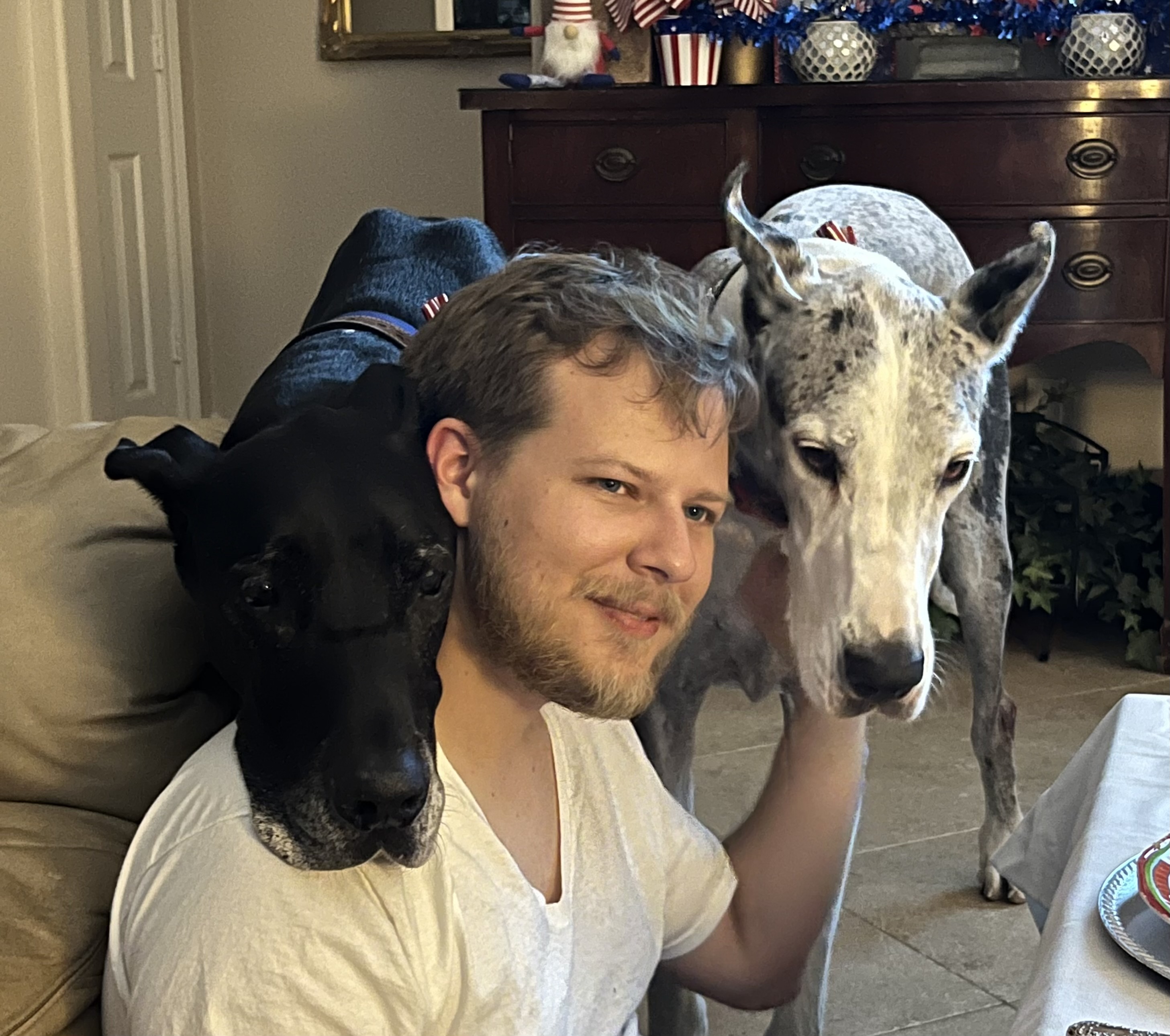 Thomas Tripp with two dogs