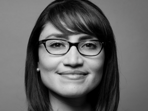 Professional black-and-white headshot of Dr. Gema Kloppe-Santamaria